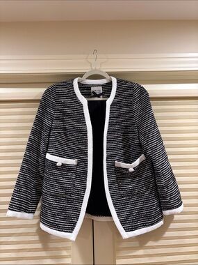 NWOT Edward Achour Black & White Bouclé Jacket, Size FR 38 = M